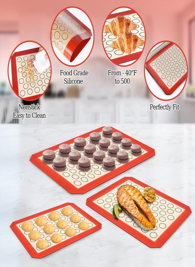 CEKEE Baking Sheet with Silicone Baking Mat Set,CEKEE Stainless Steel Baking Sheet Pan Tray, Cookie Sheets for Baking, 6PCS Baking Supplies Bakeware Sets for Oven Making Cookies, Macaroons, Bread - Image 4