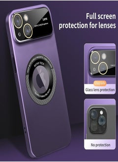 ESCASE Magnetic Matte PC Case for iphone 15, MagSafe Compatible, Camera Lens Tempered Glass Protection, Compatible with (2023) iphone 15  6.1 Inch Cover-Purple  - Image 4