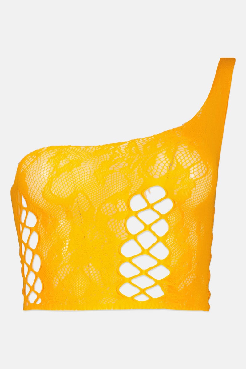 Bershka Women Asymmetrical Non Padded Bikini Top, Orange - Image 1