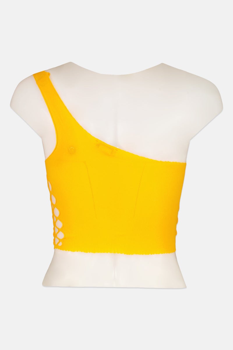 Bershka Women Asymmetrical Non Padded Bikini Top, Orange - Image 2