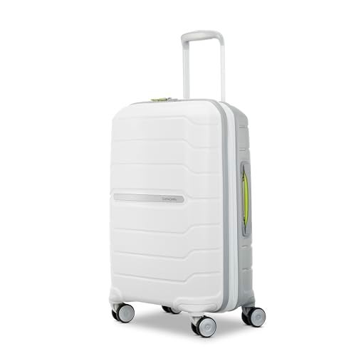 Samsonite حقائب سامسونيت فري فورم الصلبة المحمولة مع عجلات دوارة - حقيبة صلبة - معتمدة من TSA وشركات الطيران - قابلة للتوسيع، عجلات سلسة للسفر الخفيف - أبيض/رمادي - Image 1