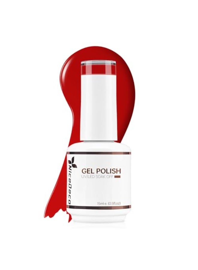 Nicedeco Hema Free Cruelty Free Vegan Gel Nail Polish 1 Pcs 15ml Red Color Soak Off LED U V Gel for Nail Art Manicure Salon DIY 011 - Image 1