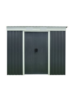 Generic Weather Resistant Durable Pent Metal Garden Shed Dark Grey and Silver 4 x 7 ft  - Image 1