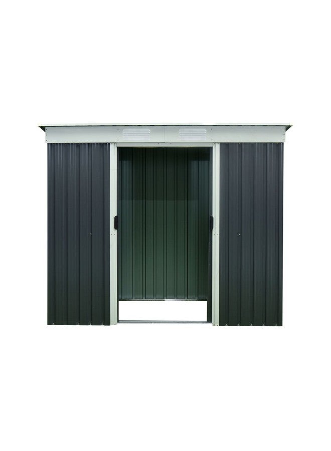 Generic Weather Resistant Durable Pent Metal Garden Shed Dark Grey and Silver 4 x 7 ft  - Image 2