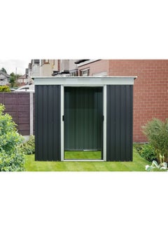 Generic Weather Resistant Durable Pent Metal Garden Shed Dark Grey and Silver 4 x 7 ft  - Image 5