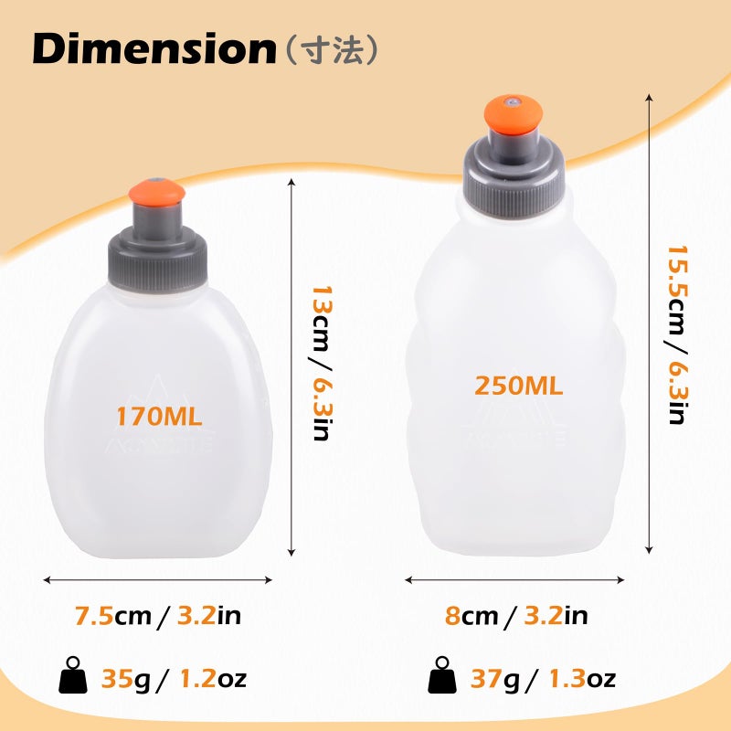 TRIWONDER Water Bottles for Hydration Pack Hiking Cycling Sport Gym Running Flasks (250ml/8.5oz) - Image 2
