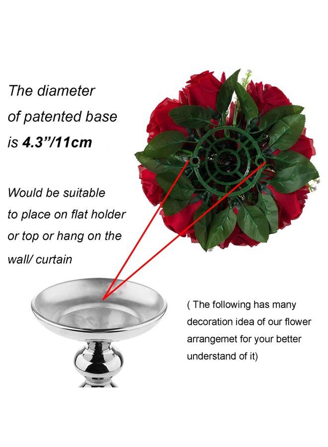 BLOSMON Flower Centerpieces for Tables Wedding 2 Pcs Crismon Fake Flowers with Base Rose Balls Arrangement Bouquet Floral Centerpiece Artificial Wedding Center Pieces of Home Party Decor - Image 5