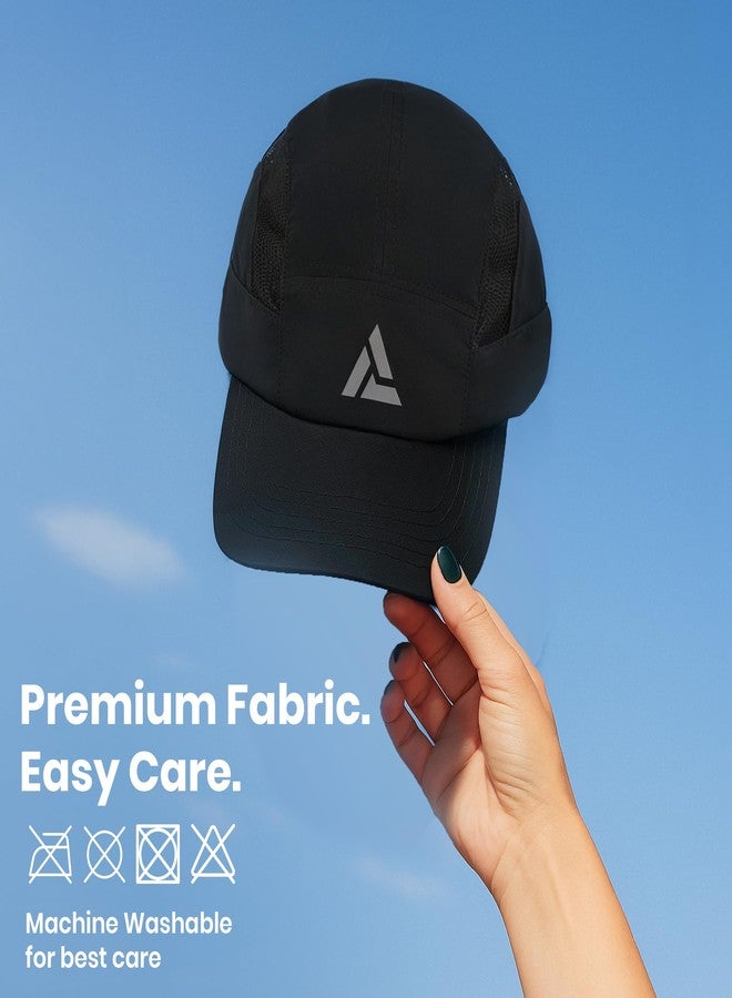 ACTIFIT Unisex Sports Cap for Men and Women, Lightweight, Breathable Baseball Cap for Outdoor, Gym, Running, Training, 100% Polyester, Black, Pack of 1 - Image 3