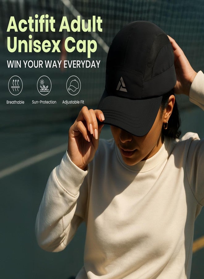 ACTIFIT Unisex Sports Cap for Men and Women, Lightweight, Breathable Baseball Cap for Outdoor, Gym, Running, Training, 100% Polyester, Black, Pack of 1 - Image 2