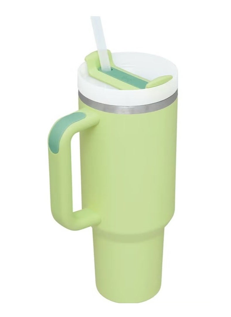 FlowState Quencher Tumbler, 40 oz Stainless Steel with Lid and Straw (Light Green Finish)