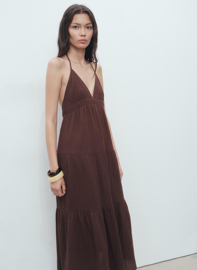 MANGO V-Neck Cotton Dress  - Image 3