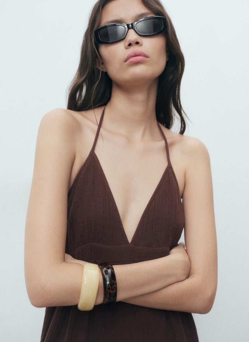 MANGO V-Neck Cotton Dress  - Image 4