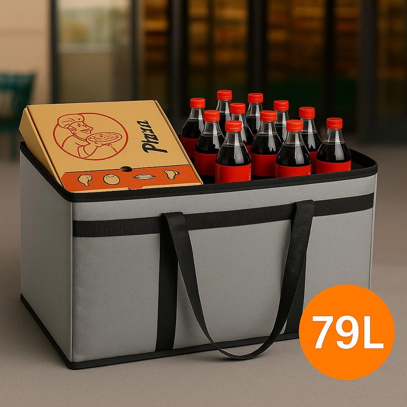 musbus insulated catering bag 22x14x13 Very heat XXXL Insulated Food Delivery Bag Cooler Bags Keep Food Warm Catering Therma for doordash cooler bags therma shopper accessories hot Gray Pizza - Image 3