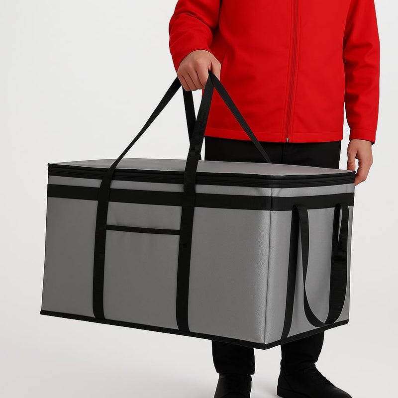 musbus insulated catering bag 22x14x13 Very heat XXXL Insulated Food Delivery Bag Cooler Bags Keep Food Warm Catering Therma for doordash cooler bags therma shopper accessories hot Gray Pizza - Image 1