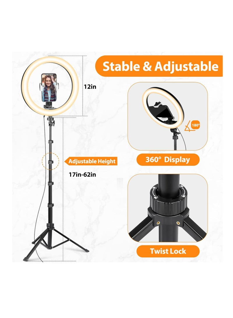 رينج لايت 8 بوصة مع حامل ترايبود وحامل موبايل – مثالي للتصوير والفيديوهات والمكياج - Image 2