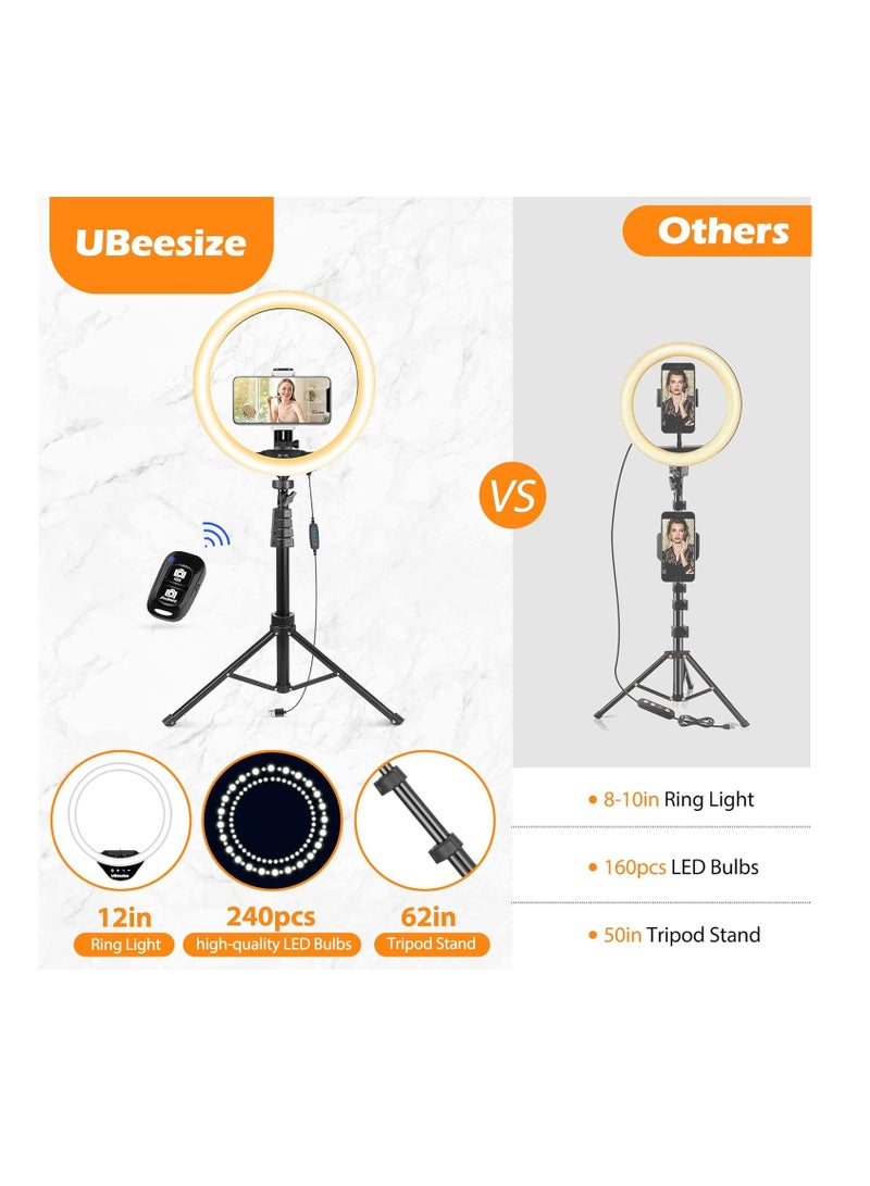 رينج لايت 8 بوصة مع حامل ترايبود وحامل موبايل – مثالي للتصوير والفيديوهات والمكياج - Image 3