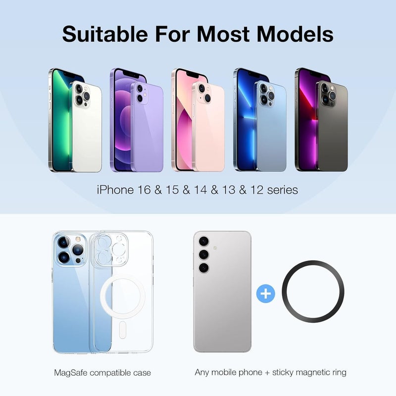 كاست ويف Magnetic Silicone Comfy Ring Grips Phone Holder, Loop Grip Phone Holder,Strong Grip,Comfortable,Easy to Install and Remove,Compatible with Magsafe for iPhone 16/15/14/13/12 Series (Black) - Image 2