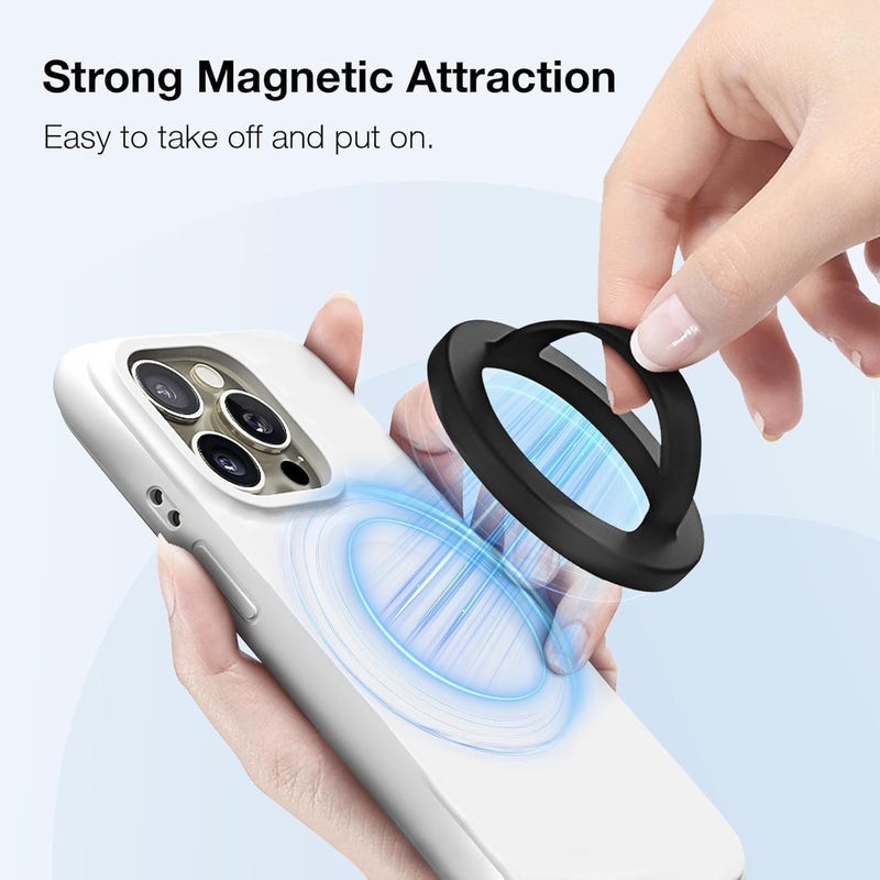 كاست ويف Magnetic Silicone Comfy Ring Grips Phone Holder, Loop Grip Phone Holder,Strong Grip,Comfortable,Easy to Install and Remove,Compatible with Magsafe for iPhone 16/15/14/13/12 Series (Black) - Image 4