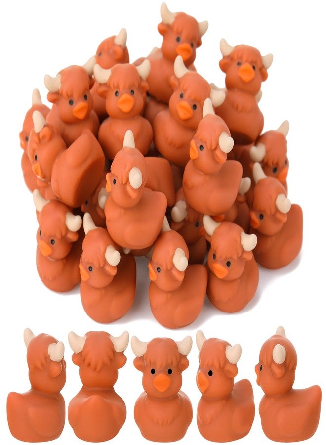 GGSTDDUP 50 Pcs Highland Cow Ducks Toy Figures, Mini Cow Resin Ducks Bulk, Tiny Cows Figurine Dress up Duck Toy for Party Favors (Highland Cow) - Image 1