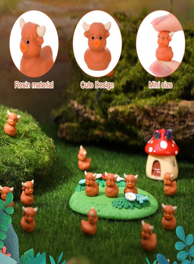 GGSTDDUP 50 Pcs Highland Cow Ducks Toy Figures, Mini Cow Resin Ducks Bulk, Tiny Cows Figurine Dress up Duck Toy for Party Favors (Highland Cow) - Image 3