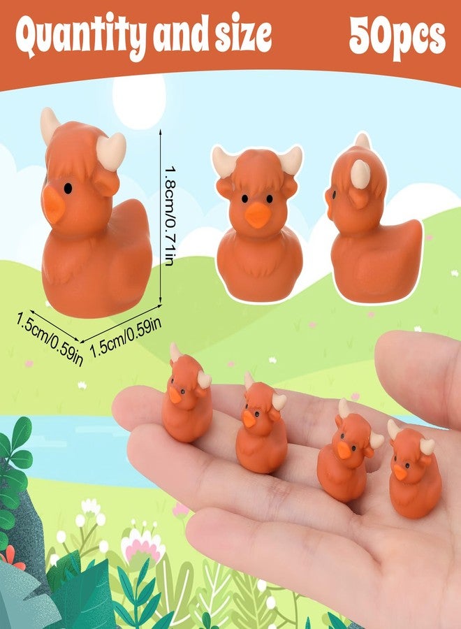GGSTDDUP 50 Pcs Highland Cow Ducks Toy Figures, Mini Cow Resin Ducks Bulk, Tiny Cows Figurine Dress up Duck Toy for Party Favors (Highland Cow) - Image 2