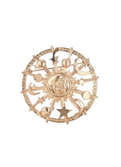 MUZHE Golden Star Moon Sun Galaxy Rudder Brooch Pin For Couple  - Image 1