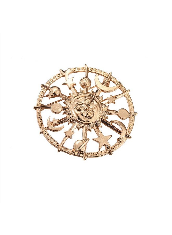 MUZHE Golden Star Moon Sun Galaxy Rudder Brooch Pin For Couple - Image 2