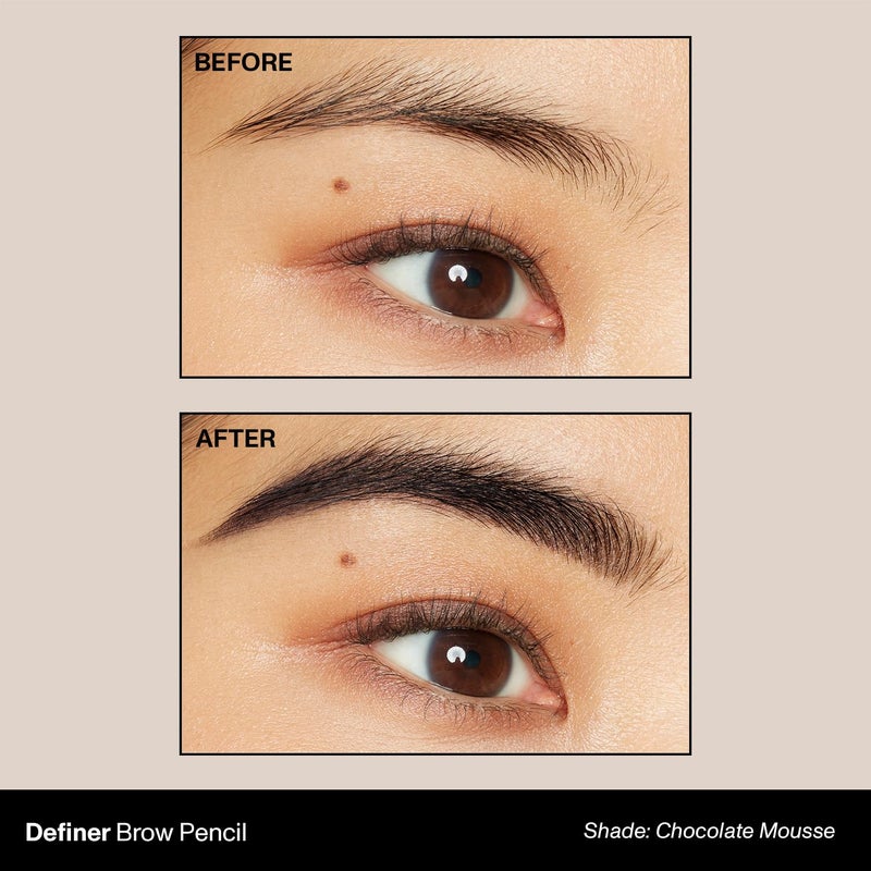 Morphe Definer Dual-Ended Brow Pencil & Spoolie - Eyebrow Pencil with Precision Slanted Tip for Shaping, Defining & Filling - Smooth, No-Tug Formula - Chocolatte Mousse (0.003 oz) - Image 2