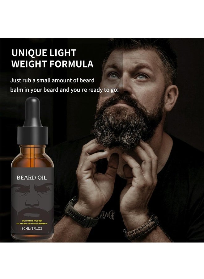 Beard Growth Oil for Men, Beard Conditioning Oil Rich in Argan Oil and Jojoba Oil, Multiple Natural Extracts, Beard Softener and Care, Strengthens