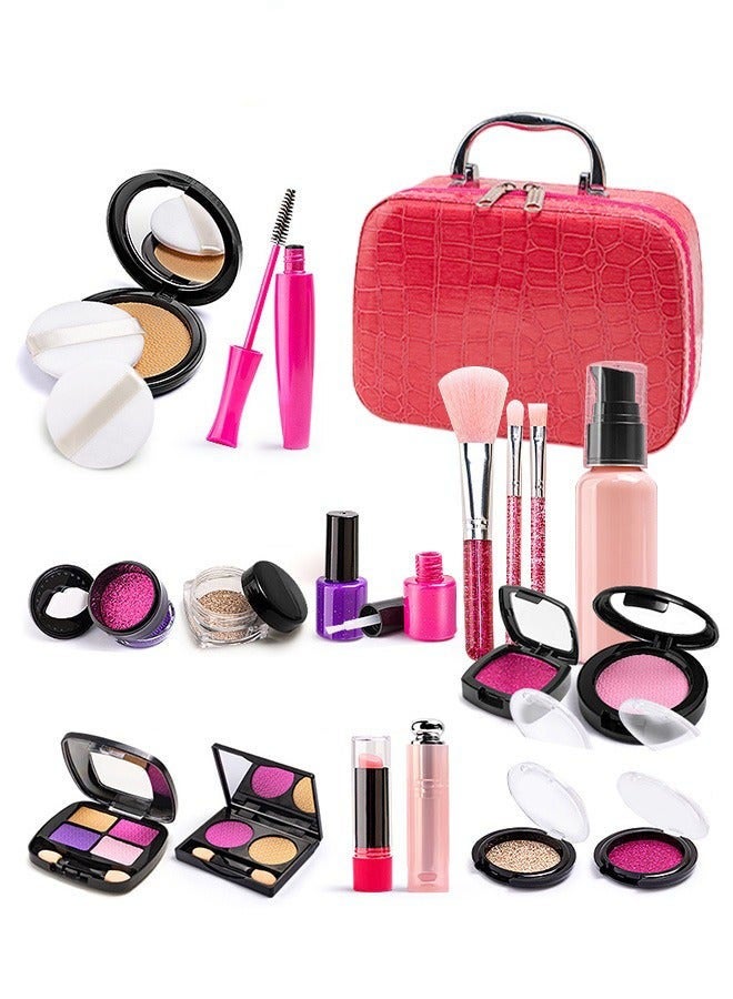 21 Piece Kid's Makeup Set, Washable and Simulation Makeup Kit in Cosmetic Case - Perfect Birthday Gift for Girls, Princess Play Makeup Toy - Image 1