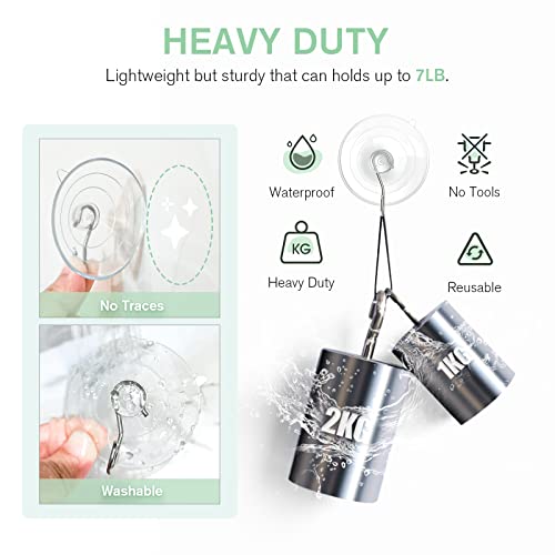 VIS'V Suction Cup Hooks, 2.5 Inch Large Window Suction Cups with Metal Hooks, Removable and Reusable, Clear, 10 Pcs - Image 3