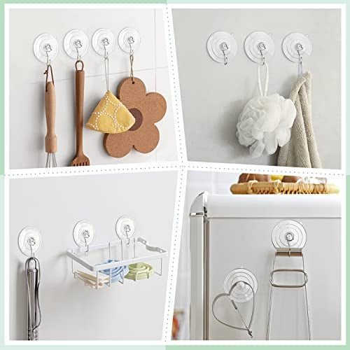 VIS'V Suction Cup Hooks, 2.5 Inch Large Window Suction Cups with Metal Hooks, Removable and Reusable, Clear, 10 Pcs - Image 5