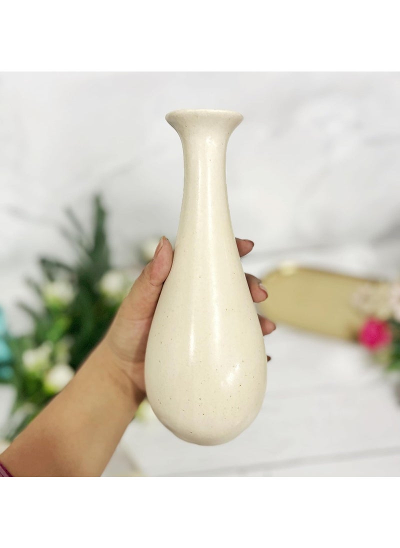 Five Star FiveStar Flower Vase for Living Room - Vases for Home Decor - Ceramic Pots for Home Decoration, Table Pot, Matte Finish, Off-White Color, 1 Piece  - Image 3