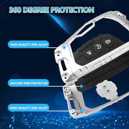 QBUC for Chevy Heavy Key fob Cover for Chevy 2022 2023 2024 2025 Silverado 1500 GMC Sierra 1500, Metal Key Case for Chevrolet Tahoe 2024 2025 Silverado Sierra 2500HD 3500HD Key Protector 6 Buttons - Image 5
