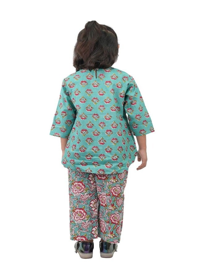 IKKAI® Baby girls Outdoor & Indoor Ethnic wear Outfit Baby girl’s Clothing Set Summer casual wear suitable Pack of 1 (GREEN, 6-7 YEAR) - Image 2