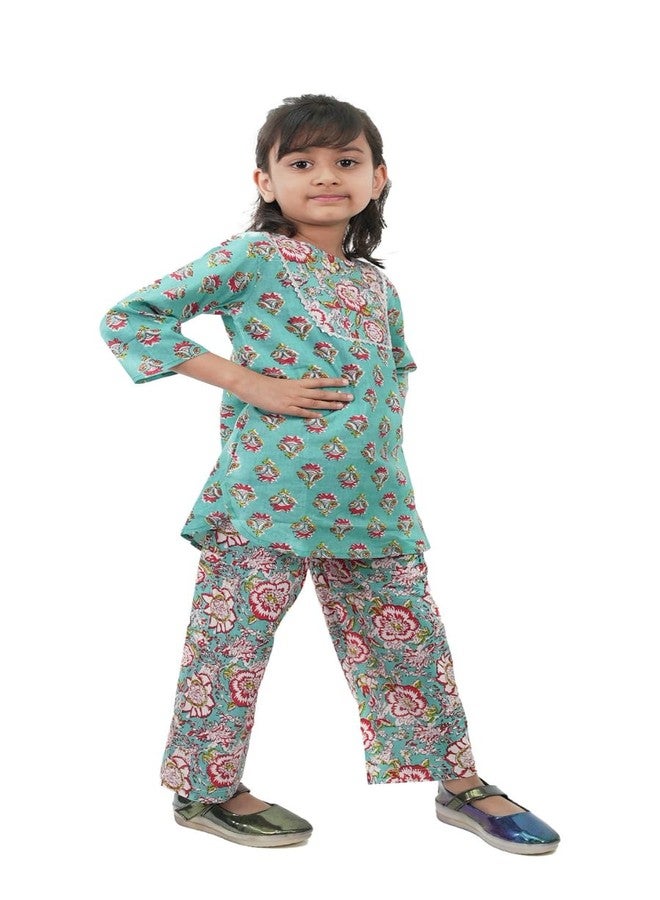 IKKAI® Baby girls Outdoor & Indoor Ethnic wear Outfit Baby girl’s Clothing Set Summer casual wear suitable Pack of 1 (GREEN, 6-7 YEAR) - Image 4