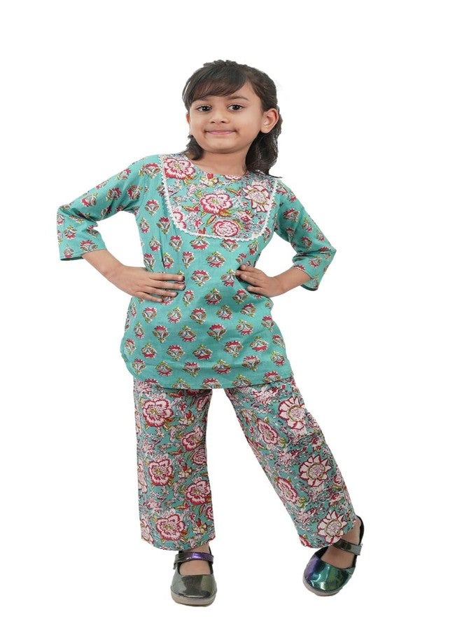 IKKAI® Baby girls Outdoor & Indoor Ethnic wear Outfit Baby girl’s Clothing Set Summer casual wear suitable Pack of 1 (GREEN, 6-7 YEAR) - Image 1
