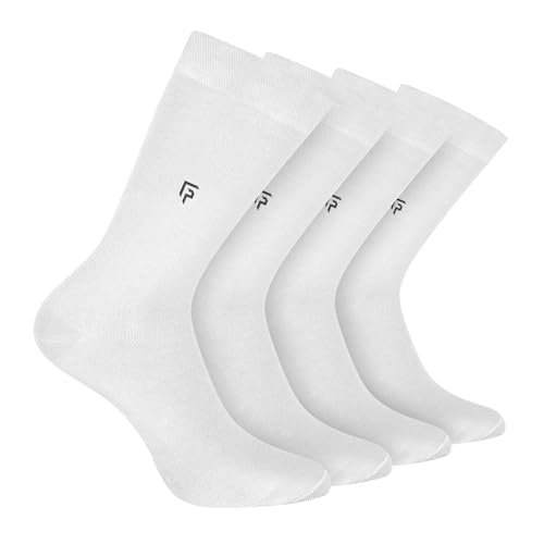 FOOTPRINTS Odour Free Organic Cotton & Bamboo Men Formal Socks - Pack Of 4 Pairs- White, Calf Length - Image 1