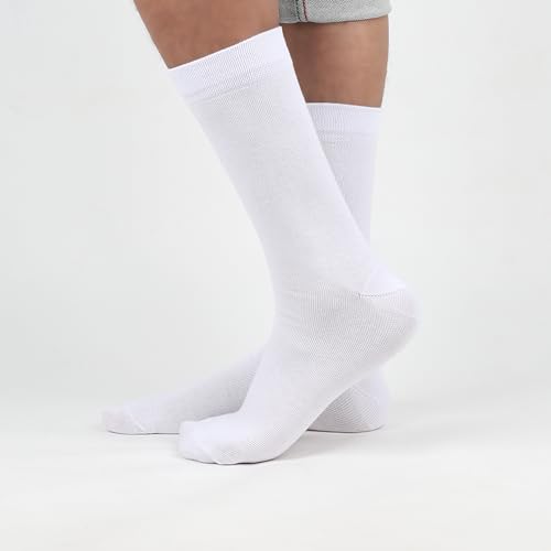 FOOTPRINTS Odour Free Organic Cotton & Bamboo Men Formal Socks - Pack Of 4 Pairs- White, Calf Length - Image 5