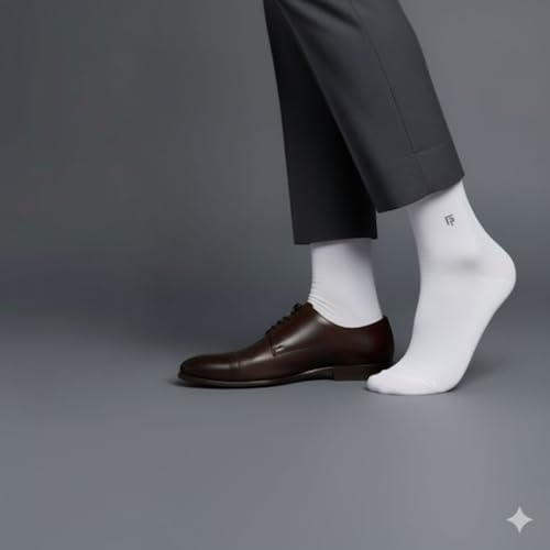 FOOTPRINTS Odour Free Organic Cotton & Bamboo Men Formal Socks - Pack Of 4 Pairs- White, Calf Length - Image 4