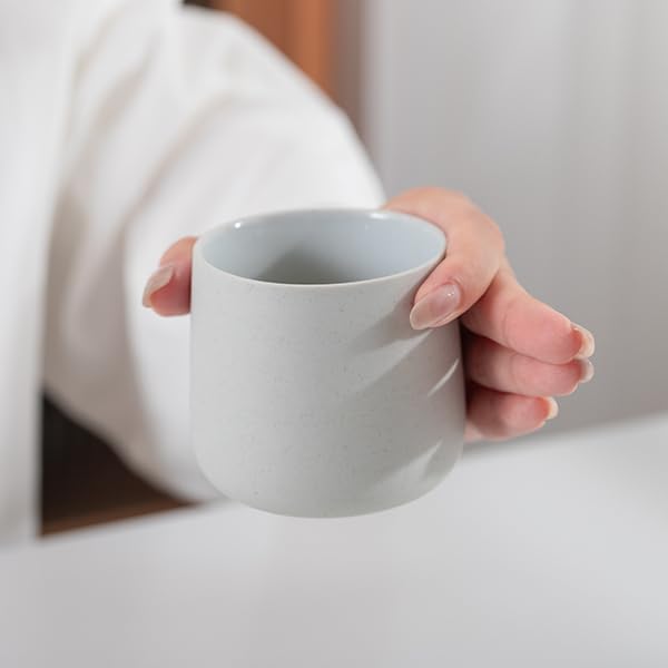 TEANAGOO Japanese Tea Cups, Chinese Tea Cup, 7.2Oz / 205 Ml, Ceramic Tea Cups for Adults, Ceramic Cups no Handles, Japanese Cups, Matcha Cup, Lt.Grey, 4 Pcs/Box, H5 - Image 4