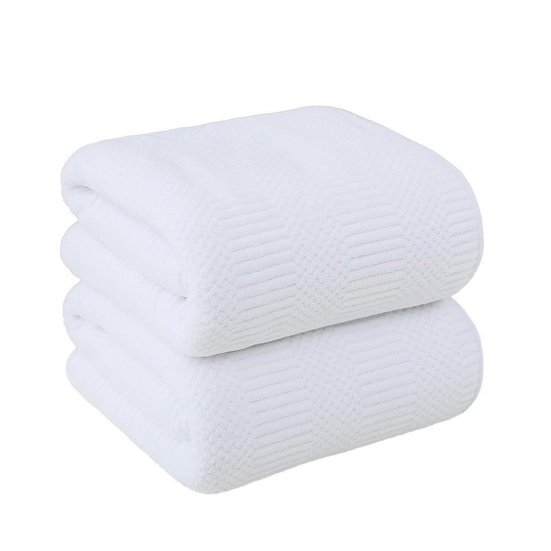 JML Bath Towels Set, Large Microfiber Body Towel for Adult, 2 Pack, 30" x 60", Oversized, Soft, Super Absorbent, Fast Drying, Use for Sport, Fitness, Yoga, Fleece Diamond Cross Grid White - Image 1