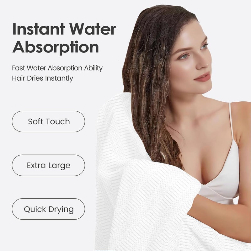 JML Bath Towels Set, Large Microfiber Body Towel for Adult, 2 Pack, 30" x 60", Oversized, Soft, Super Absorbent, Fast Drying, Use for Sport, Fitness, Yoga, Fleece Diamond Cross Grid White - Image 5