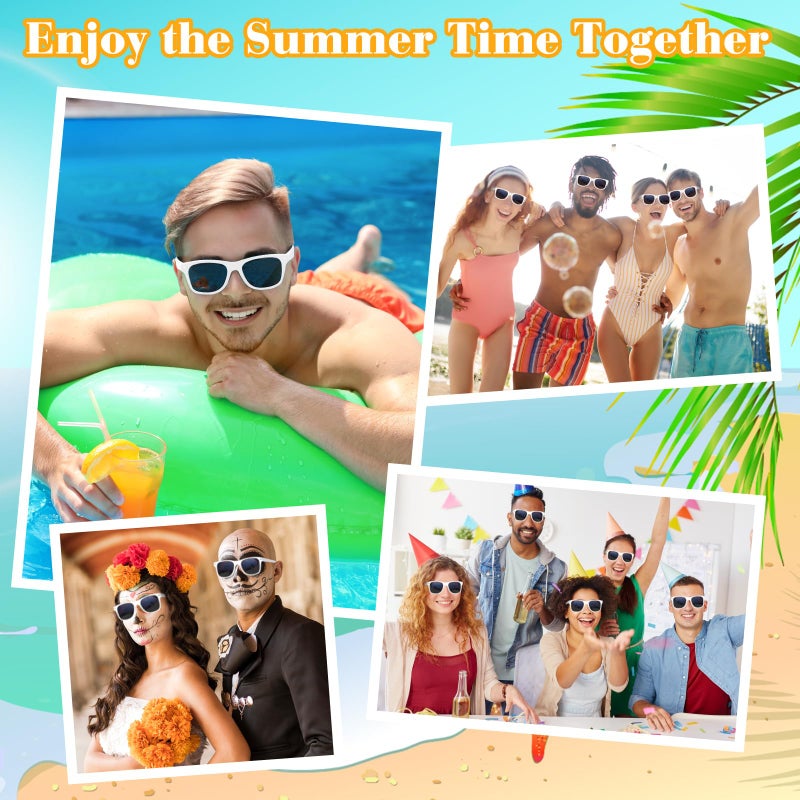 ASTARON ASTARON Novelty Sunglasses Bulk, 6 Pack White Novelty Sunglasses Party Favors for Summer Beach Pool Wedding Party, Great Gift for Pool, Birthday Party Supplies Goody Bag Favors - Image 2
