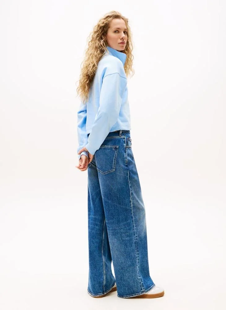 تومي جينز سويت شيرت بسحاب نصفي بشعار