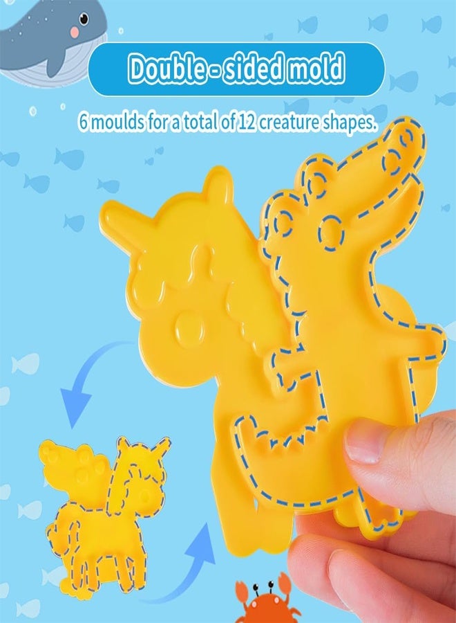 RAWAID Magic Water Elf Beads Toy Set with Box DIY Maker kit Jelly Sea Animal Creature Sensory Bin Set Toys for Children Over 3 Years Old 12 Colors 16 Molds 2 Powder 1 Pen 1 Measuring Cup and 1 Net - Image 3