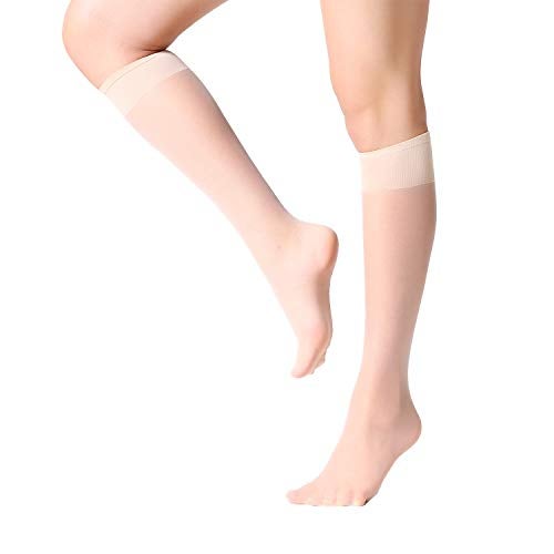 MANZI 12 Pairs Knee High Stockings Sheer Pantyhose for Women Nude - Image 3