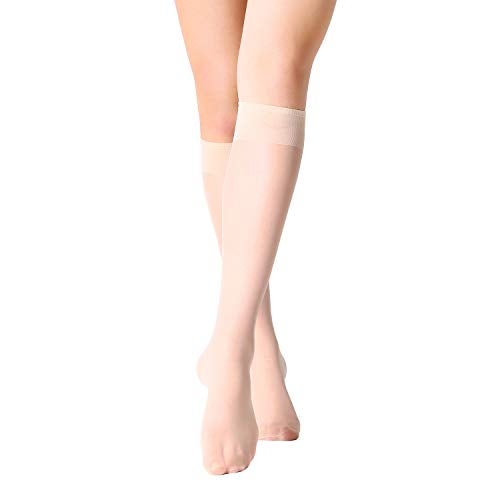 MANZI 12 Pairs Knee High Stockings Sheer Pantyhose for Women Nude - Image 2