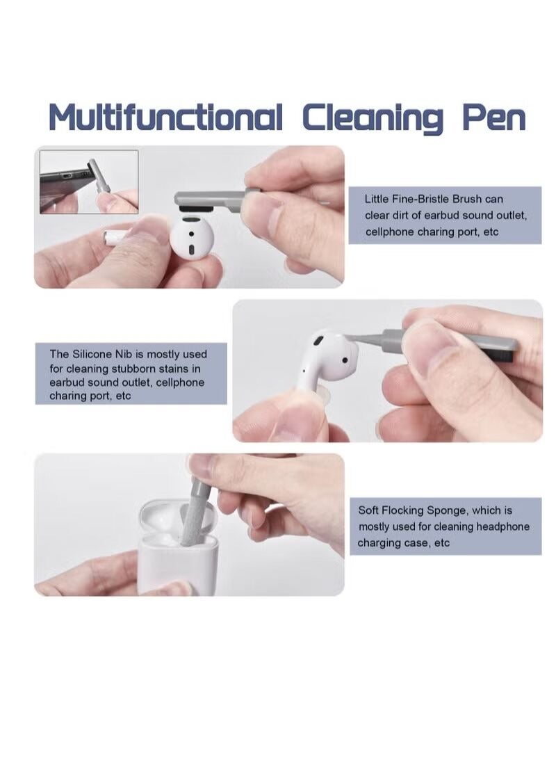 KASTWAVE Cleaner Kit 6 in 1 for Airpod, Multifunctional Keyboard Cleaner Earbud Cleaning Kit Tool with Cleaning Pen for iPhone/Laptop/Tablet/PC Screen/Keyboard/Bluetooth Earphones - Image 5