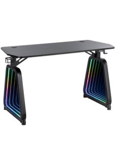 TWISTED MINDS Twisted Minds Infinity Gaming Desk Mirror Legs, Carbon Fiber Texture, Infinity LED Light, 120cm x 60cm x 75cm Size, Extended Mouse Pad, Intuitive Lighting Control, Black | TM-GMD12-1D  - Image 1